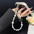 Dark Emerald Rose Heart Pearl Crystal Chain — view 8