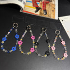 Iridescent Square Crystal Small Flower Chain — Red