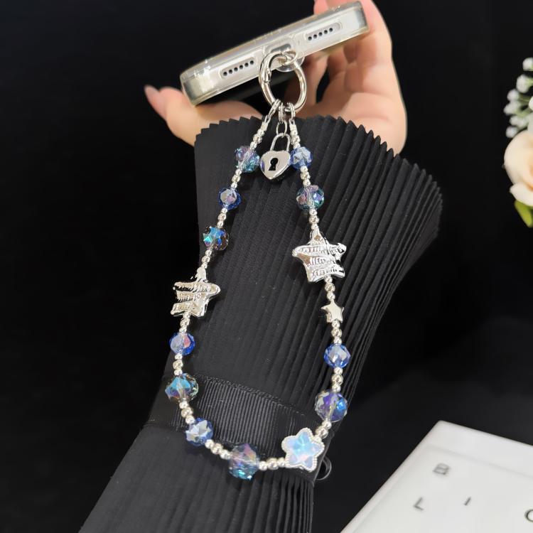 Star Key Silver Pendant Iridescent Crystal Chain — view 5