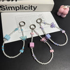 Plaid Sugar Cube Bowknot Pearl Phone Chain — view 5