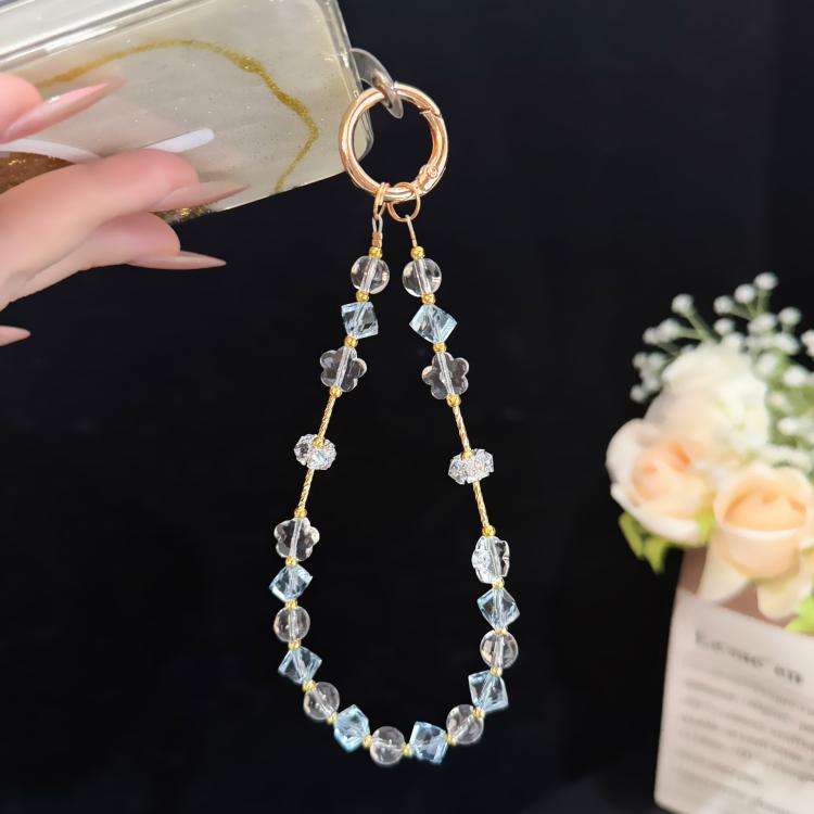 Multi-Color Faceted Square Crystal Phone Chain — view 10
