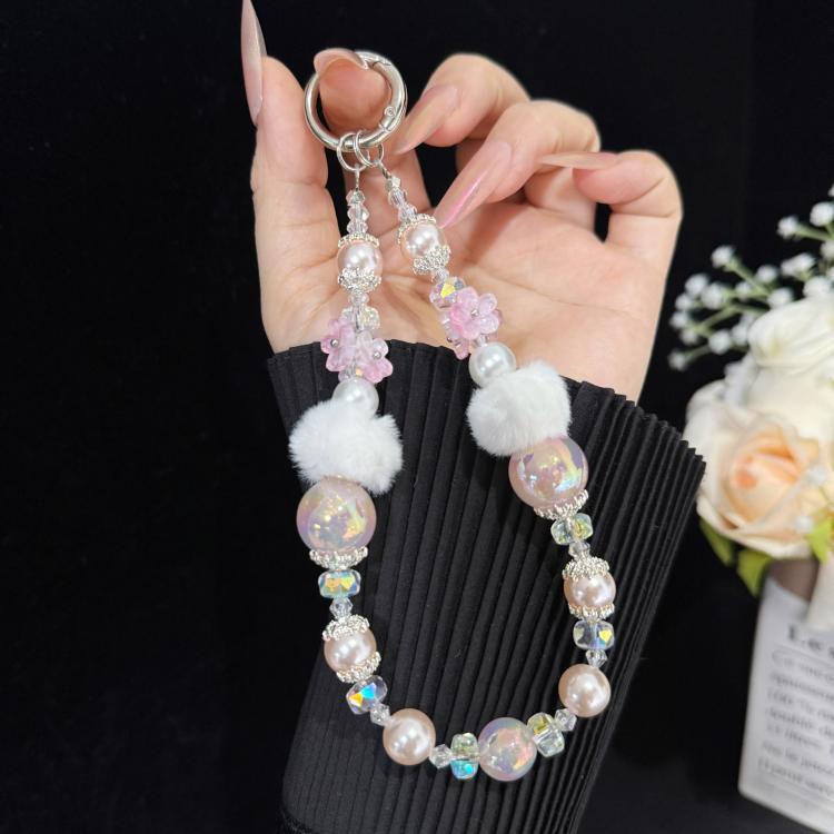 Pom Pom Small Flower Iridescent Pearl Phone Chain — view 11