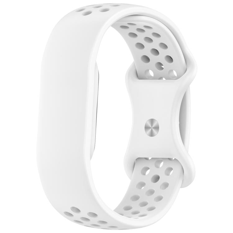 Flat Perforated Breathable Butterfly Buckle Silicone Watch Band — Blue Gray