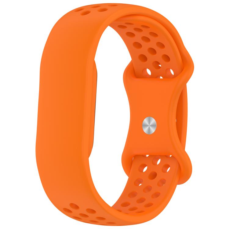 Flat Perforated Breathable Butterfly Buckle Silicone Watch Band — Yellow