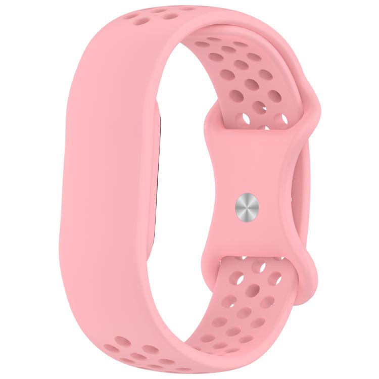 Flat Perforated Breathable Butterfly Buckle Silicone Watch Band — Red