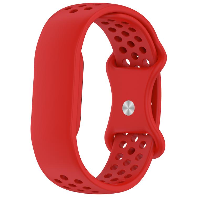 Flat Perforated Breathable Butterfly Buckle Silicone Watch Band — Violet