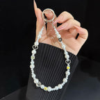 Multicolor Square Crystal Heart Pearl Phone Chain