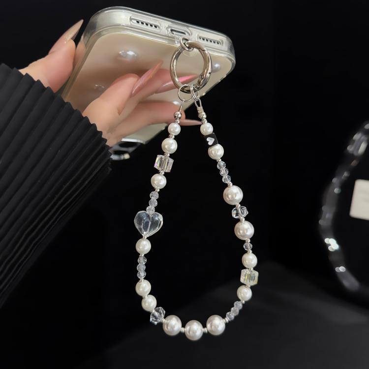Multicolor Square Crystal Heart Pearl Phone Chain — view 8