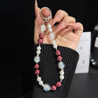 Color Contrast Pearlescent Iridescent Bead Pearl Phone Chain