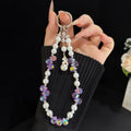 Color Crystal Leaf Pearl Phone Chain