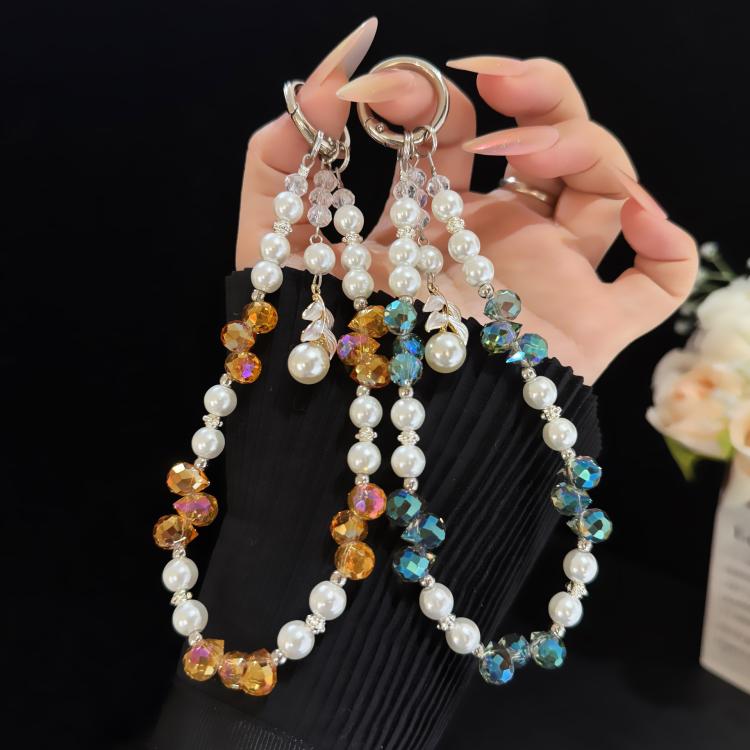 Color Crystal Leaf Pearl Phone Chain — view 6