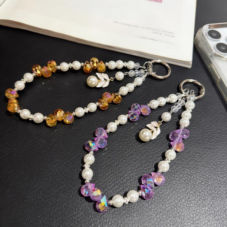 Color Crystal Leaf Pearl Phone Chain — view 9