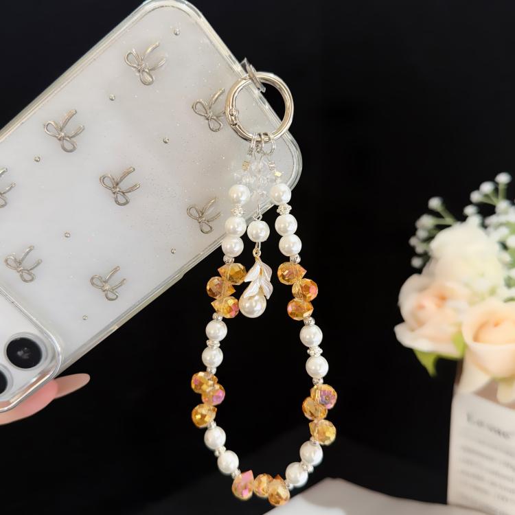 Color Crystal Leaf Pearl Phone Chain — view 10