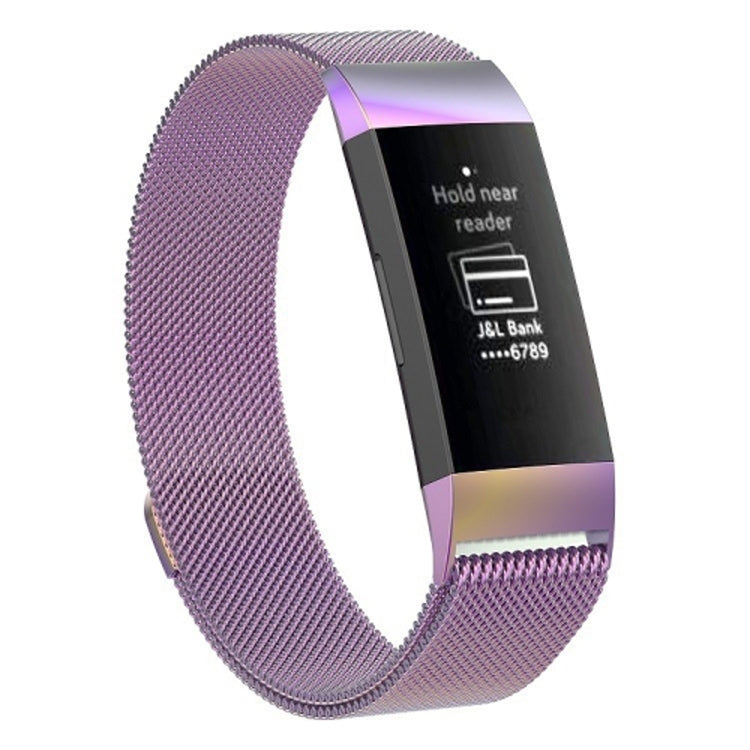 Stainless Steel Magnet Wrist Strap for FITBIT Charge 4， Large Size: 210x18mm — Pink