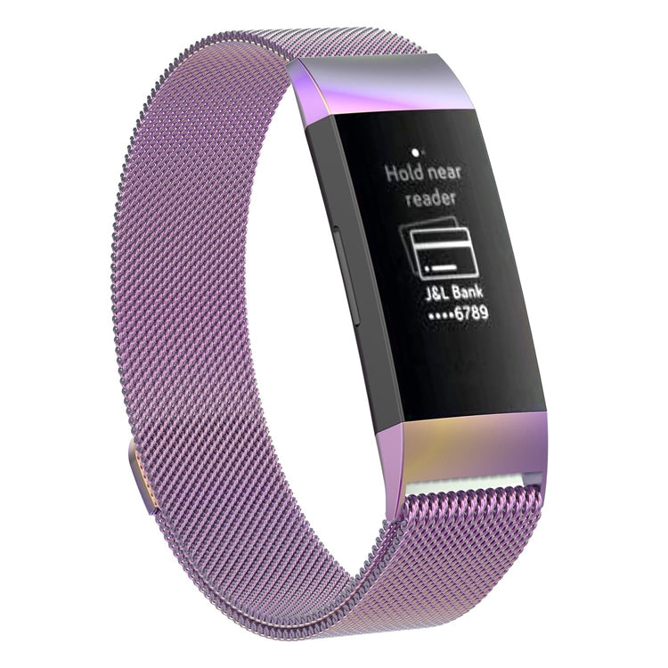Stainless Steel Magnet Wrist Strap for FITBIT Charge 4， Large Size: 210x18mm — Silver