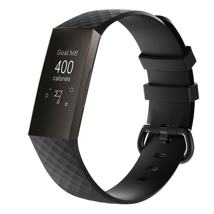 Diamond Pattern Silicone Wrist Strap Watch Band for Fitbit Charge 3 Small Size：190*18mm
