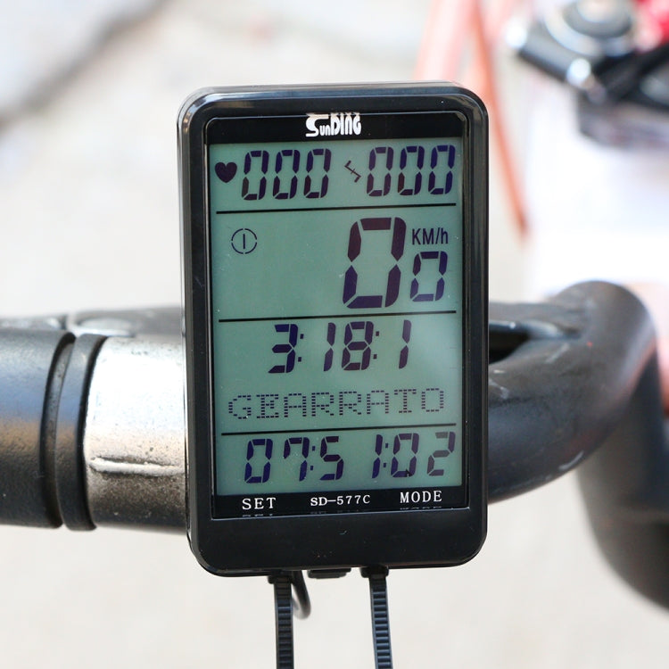 SUNDING SD-577C Cycling Computer LCD Backlight Waterproof Wireless Stopwatch MTB Bike Odometer Stopwatch Bicycle Speedometer