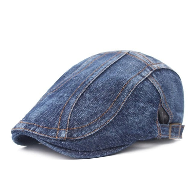 Men / Women Stitching Washed Denim Beret