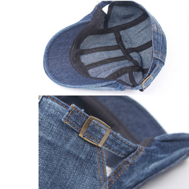 Men / Women Stitching Washed Denim Beret