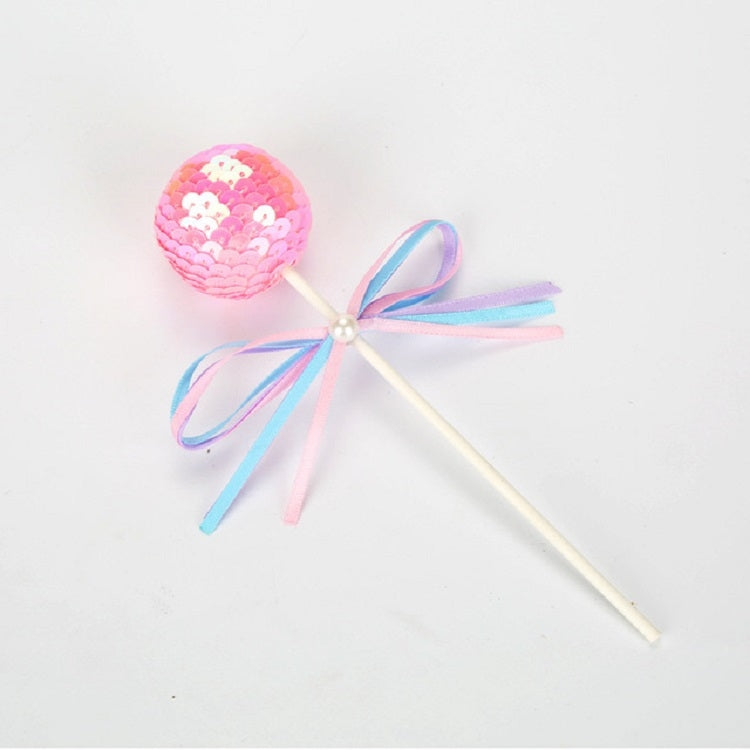 Ribbon Bow Sequin Ball Cake Party Dessert Inserted Card — Pink