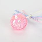 Ribbon Bow Sequin Ball Cake Party Dessert Inserted Card — Gold