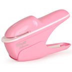 Hand-held Mini Safe Stapleless Staple Max 7 Sheets Paper Binding Machine — Pink