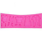 2 PCS Baking Mold Baby Shoes Fondant Cake Mold Kid Clothes Silicone DIY Chocolate West Point Mold
