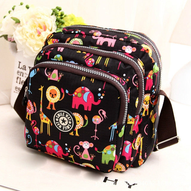 Women Shoulder Bag Waterproof Nylon Handbag Multilayer Crossbody Bag — Colorful streamline