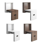 Simple Wooden Folding Wall-mounted Home Footstool Aisle Invisible Shoe Stool — Walnut Cabinet + Warm White Panel