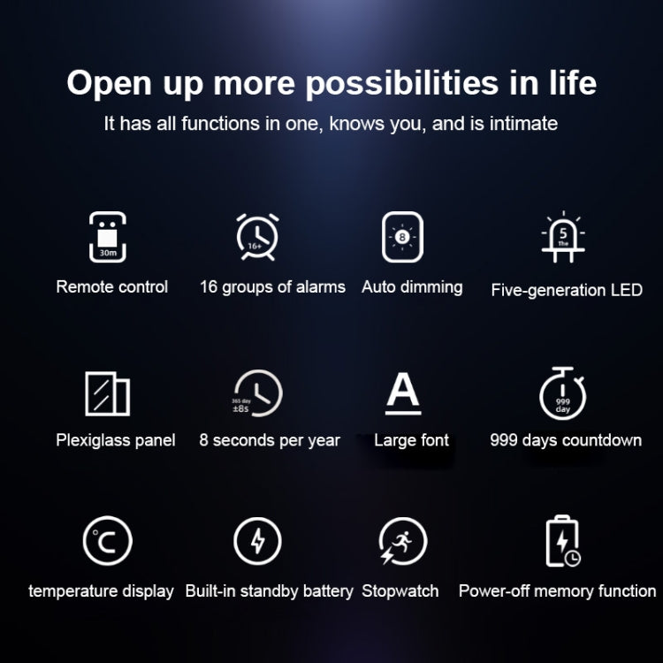 Creative Wall Clock Alarm Clock Simple Remote Control Perpetual Calendar Electronic Clock US Plug