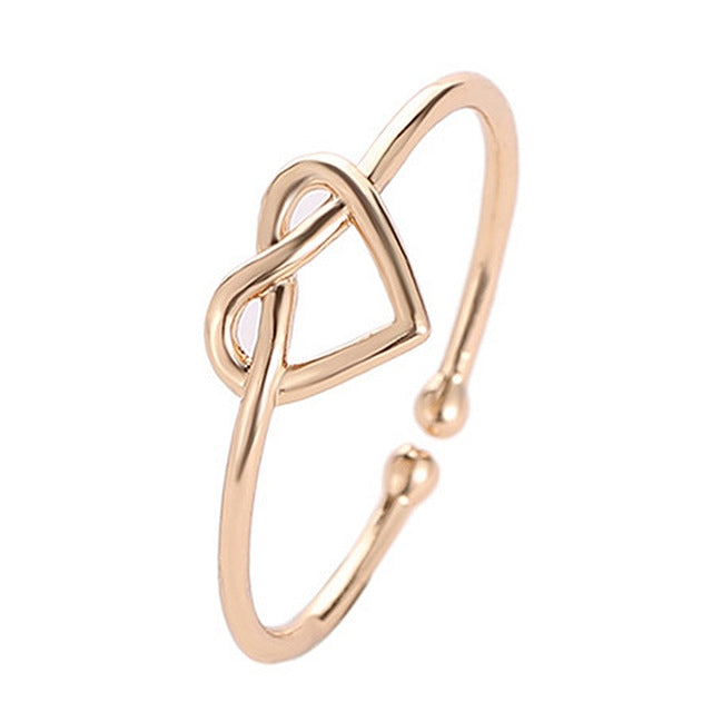 Girl Fashion Cute Simple Heart Hollow Open Adjustable Rings — view 8