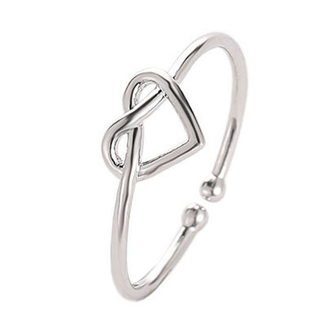 Girl Fashion Cute Simple Heart Hollow Open Adjustable Rings — view 9