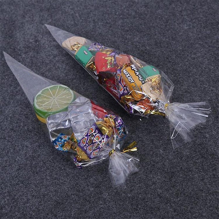 50pcs / Pack DIY Wedding Birthday Party Transparent Candy Cone Storage Bag — view 5