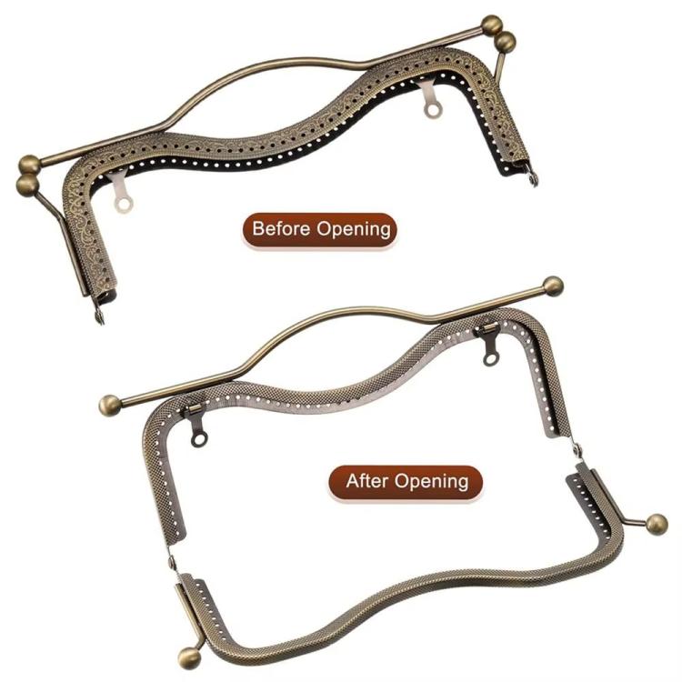 20.5cm Concave Waist Embossed Lip Handle Luggage Hardware Accessories — Light Gold