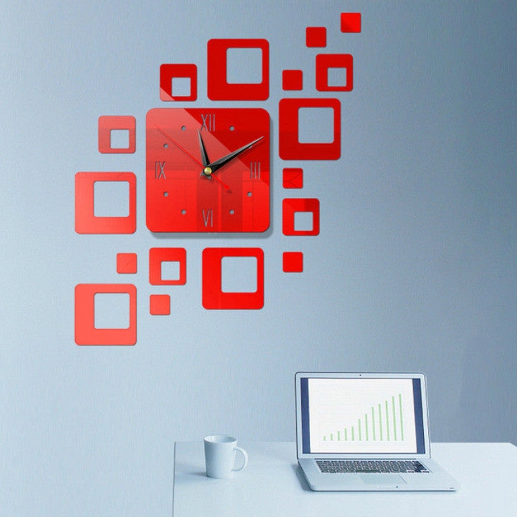 Home Mirror Surface Sticker Home Office Decorative Mirrors 3D Stereo Clock Acrylic Mirror Clock Block Combination Clock