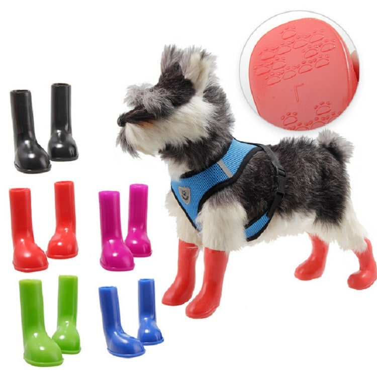 4 PCS/Set Pet Rain Boots Waterproof Non-slip Dog Shoes — Pink