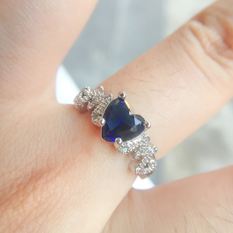 925 Sterling Silver Women Heart Pattern Diamond Ring — view 4