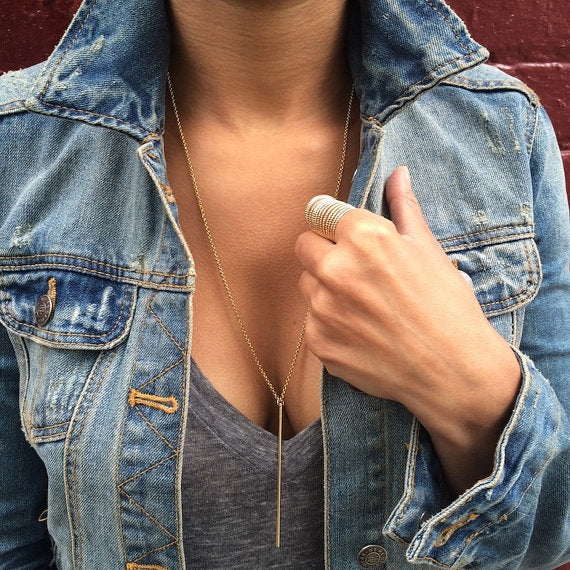 Women Simple Chain Choker Sweater Necklace
