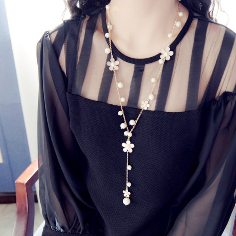 Pearl Five-petal Flower Long Necklace Female tassel Long Sweater Chain — view 7