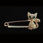 2 PCS Cute Green-Eyed Kitten With Drill Brooch