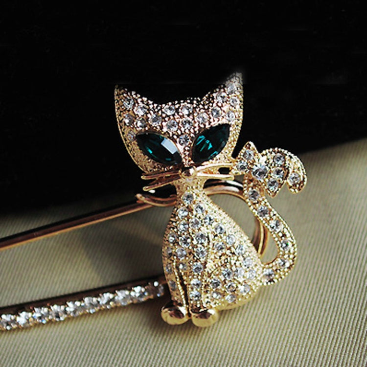2 PCS Cute Green-Eyed Kitten With Drill Brooch — view 3