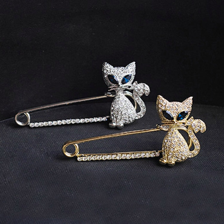 2 PCS Cute Green-Eyed Kitten With Drill Brooch — view 4
