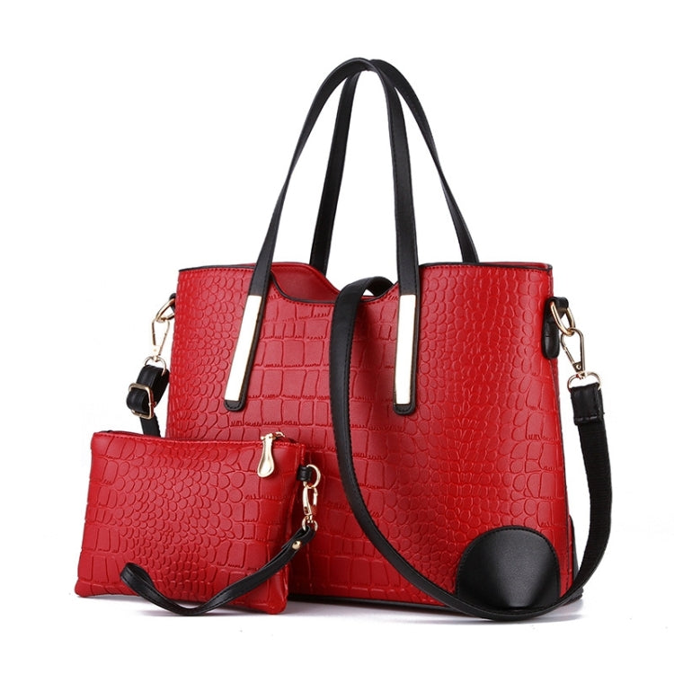 2 in 1 Vintage Messenger Bags Shoulder Handbag Women Crocodile Pattern Composite Bag Leather Wallet — view 9