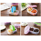 Fresh Fruit Snacks Storage Double Cell Clamshell Crisper Plastic Food Box — Blue