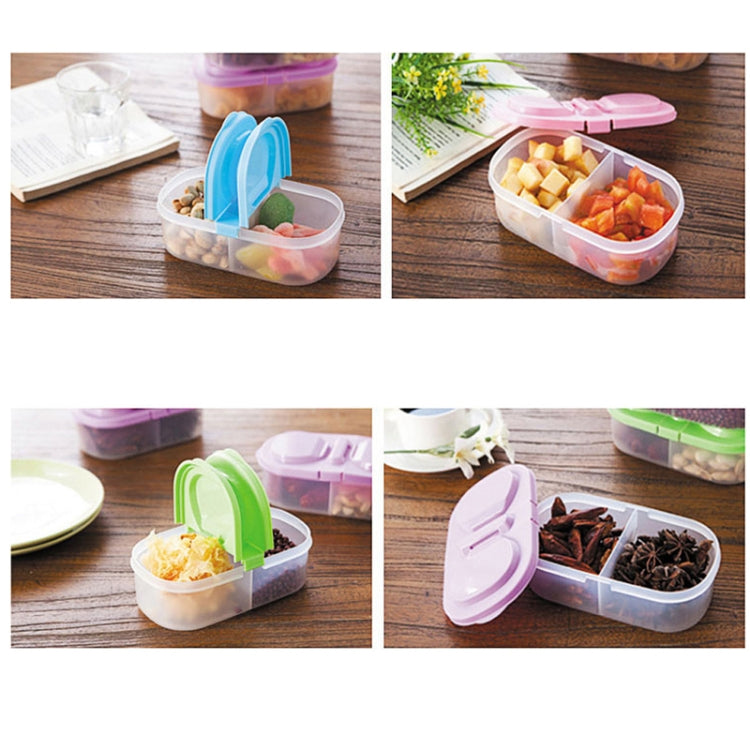 Fresh Fruit Snacks Storage Double Cell Clamshell Crisper Plastic Food Box — Blue