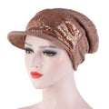 Women Breathable Wild Empty Top Hat Sequined Turban Hat
