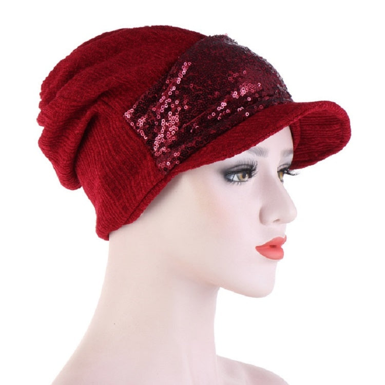 Women Breathable Wild Empty Top Hat Sequined Turban Hat