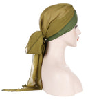 Ladies Forehead Cross Chiffon Long Tail Cap Turban Hat