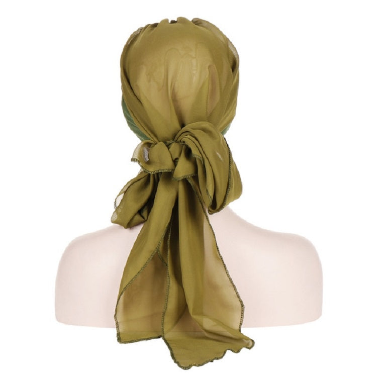 Ladies Forehead Cross Chiffon Long Tail Cap Turban Hat