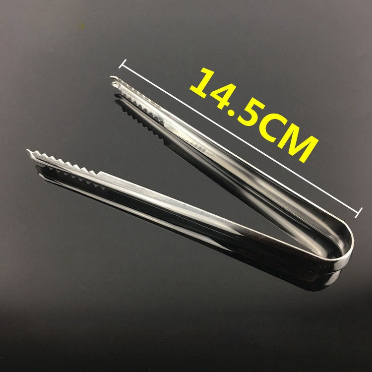 Stainless Steel Light Body Small Sugar Clip Cube Sugar Clip Thickened Ice Clip, Specification:9 Inches Black Handle — Stainless Steel 5 Inches